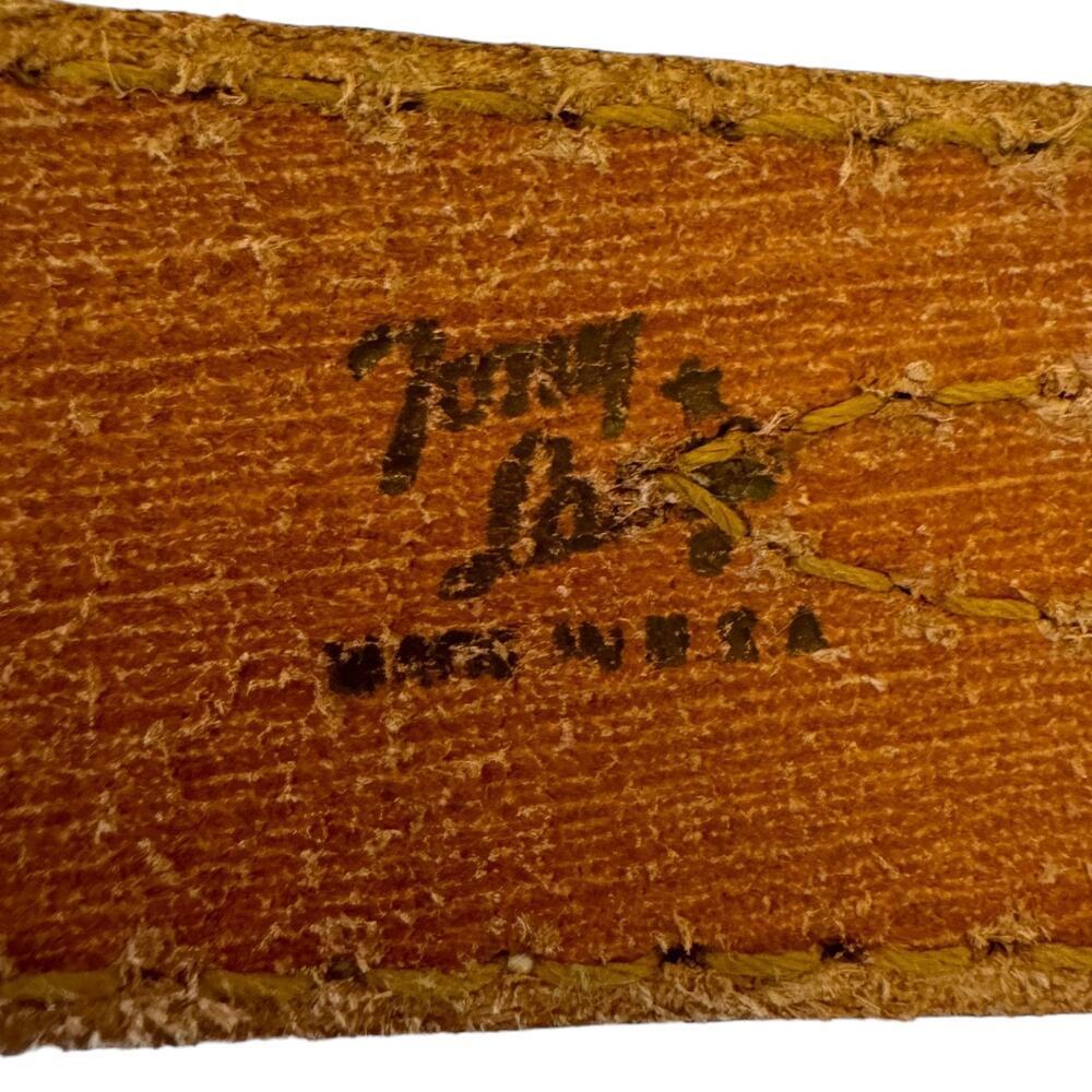 Vintage Tony Llama Black Tooled Leather Belt - Picture 9 of 9